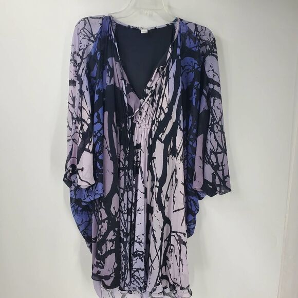 DIANE von FURSTENBERG Womens 2 New Fleurette printed purple & black flare Dress - Picture 1 of 5